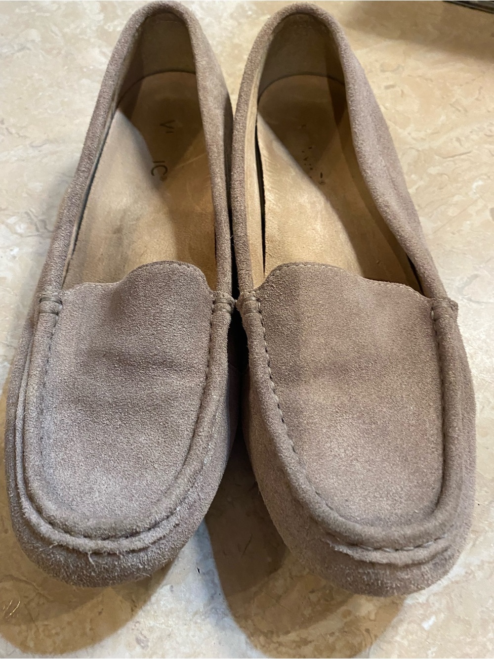 Vionic Taupe Suede Slip-On Loafers